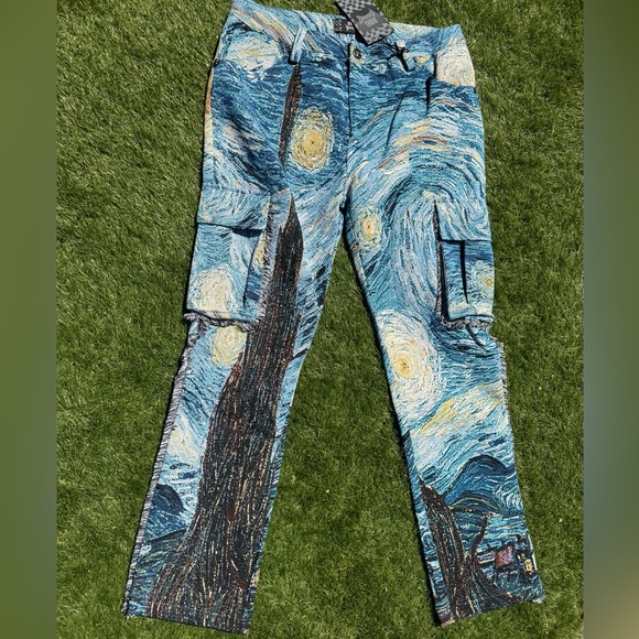 rebels Other - Rebel Vengeance Starry Night Tapestry Cargo Pants Size 32 Artistic Streetwear